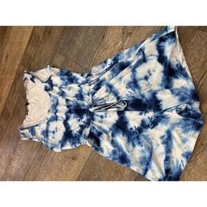 Women's Blue and White Tie-Dye Sleeveless Romper Size Large